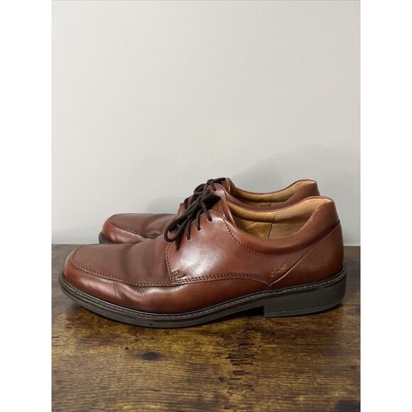ECCO Helsinki Brown Leather Dress Shoes Mens Size 44 Oxfords 10-10.5 ~ NICE GUC! main image 4